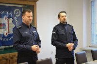 Kadra kierownicza Komendy Miejskiej Policji w Chorzowie w trakcie uroczystego wprowadzenia Pierwszego Zastępcy Komendanta Miejskiego policji w Chorzowie