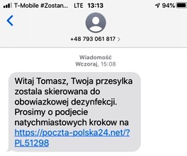 treść fałszywej wiadomości