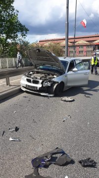 miejsce wypadku motocykla i samochodu osobowego