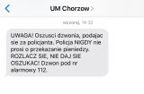 wiadomość SMS skierowana do mieszkańców