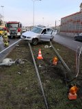 miejsce zdarzenia drogowego w trakcie obsługi przez służby ratunkowe- zdj poglądowe arch. KMP Chorzów