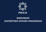 Baner z napisem: Komunikat Zastępstwo oficera prasowego i logo policji