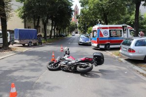 Uszkodzony w wypadku motocykl