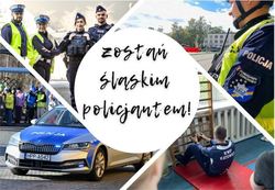 Grafika składa się z 4 zdjęć widać na nich policjantów, policyjny radiowóz oraz kandydata do służby podczas testu sprawnościowego. W środku widnieje napis: zostań śląskim policjantem