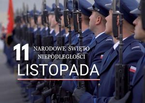 Grafika przedstawia policjantów oraz napis 11 listopada Narodowe Święto NIepodległośći