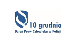 Grafika przedstawia napis Dzień Praw Człowieka w Policji