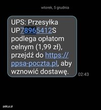 Grafika przedstawia fałszywą wiadomość sms