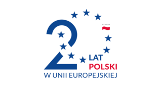 Grafika przedstawia napis 20 lat Polski w Unii Europejskiej