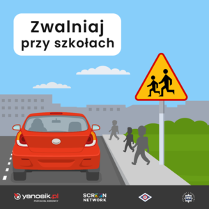 Grafika akcji Zwalniaj przy szkołach