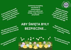 Aby Święta były 
bezpieczne...
Zachowaj szczególną ostrożność w zatłoczonych miejscach,takich jak sklepy, targi, dworce i przystanki.
Przed podróżą sprawdź stan techniczny swojego samochodu, pamiętaj o zasadach bezpieczeństwa za kierownicą.
Nie pokazuj zawartości portfela podczas płacenia rachunków lub za zakupy.
Nie pozostawiaj bagażu i zakupów bez opieki.
Podczas wyjazdów zabezpiecz swoje mieszkanie, poproś sąsiadów aby zwracali uwagę czy nie dzieje się coś niepokojącego.
Bądź ostrożny podczas korzystania z komunikacji publicznej.
Nie zapisuj numeru PIN na karcie płatniczej.